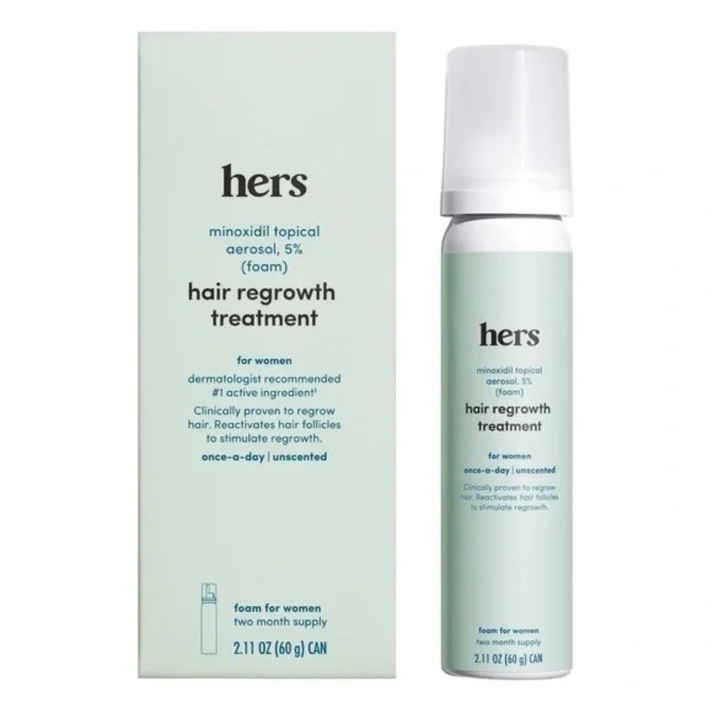 NIB! Hers Minoxidil 5% Topical Foam Hair Regrowth Treatment for Women 2.11 fl oz